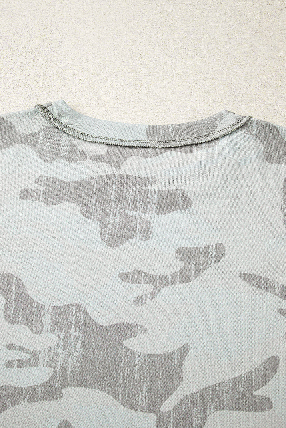 Multicolour Retro Camouflage Print Exposed Seam Patchwork Drop Shoulder Sweatshirt